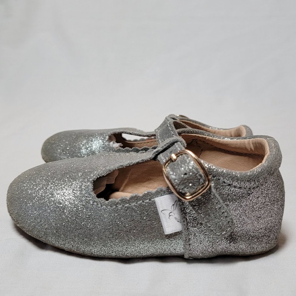 Silver Glitter T Bar Moccasins